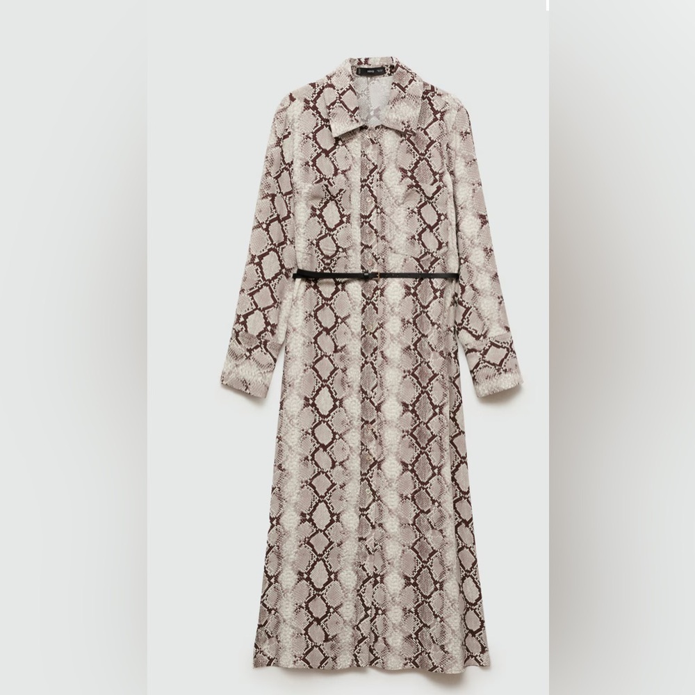Mango  Snake Print Midi Dress